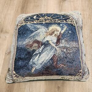 Square Tapestry Pillow Angel Of Wishes Lena Liu Sparkle Moon Stars 14"